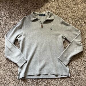 Polo Ralph Lauren Men’s Gray Quarter-Zip Pullover Sweater Navy Horse Size Small